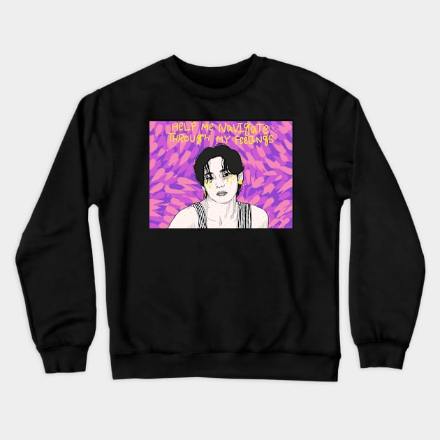 Taehyung and thoughts Crewneck Sweatshirt by gltiched